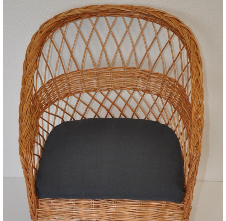 Vankúš na kreslo z vŕbového prútia - tmavosivá látka