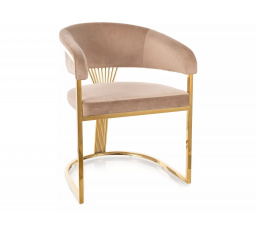 Jedálenská stolička CROWN VELVET, Béžový Bluvel 28/Zlatá