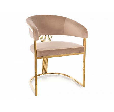 Jedálenská stolička CROWN VELVET, Béžový Bluvel 28/Zlatá