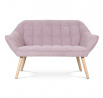 Dvojmiestna pohovka, čalúnená staroružovou látkou, drevené nohy - masívne kaučukové drevo
