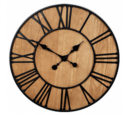 Hodiny nástěnné - pr. 60 cm, kov a MDF s jasanovou dýhou