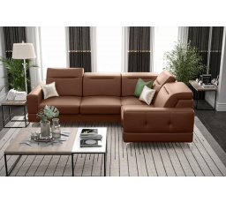Rohová sedacia súprava MALIBU prírodná koža 250X180 cm - pravá, Hnedo hrdzavá koža
