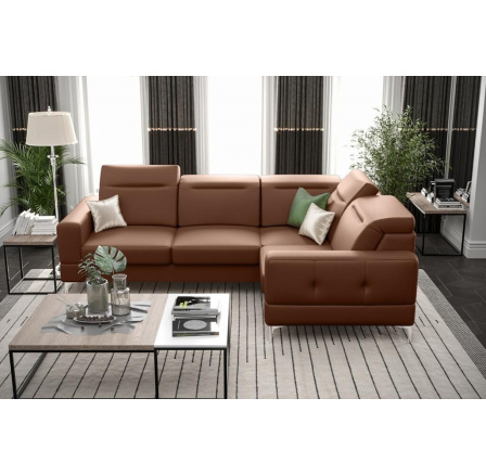 Rohová sedacia súprava MALIBU prírodná koža 250X180 cm - pravá, Hnedo hrdzavá koža Rohová sedacia súprava MALIBU prírodná koža 250X180 cm - pravá, Hnedo hrdzavá koža