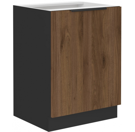 Dolná skrinka MONZA - 60 D 1F BB, Čierna mat/Orech