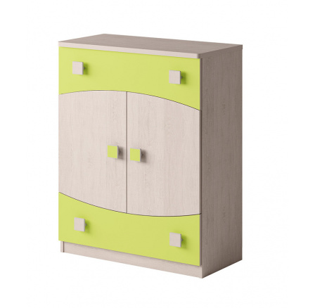 Komoda TENUS K2D2SZ T-03, dub sandana/zelená