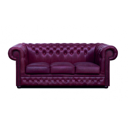Pohovka Chesterfield Lord 3 koža bordová Pohovka Chesterfield Lord 3 koža bordová