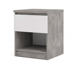 Nočný stolík SIMPLICITY 238, Betón/Biely lesk