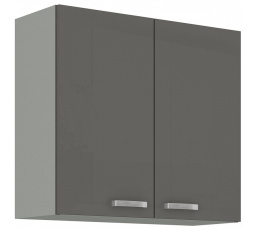 Kuchynská horná skrinka GARID 80 G 72 2F, Sivý lesk/Sivá