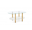Konferenčný stolík DUCAT, efekt bieleho mramoru / zlatá