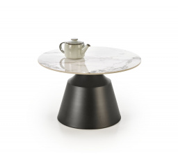 Konferenčný stolík MAGNETA, efekt bieleho mramoru / čierna