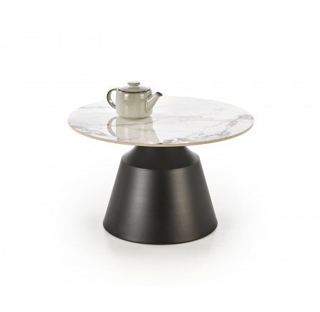 Konferenčný stolík MAGNETA, efekt bieleho mramoru / čierna