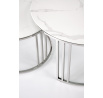 Konferenčný stolík MERCURY 2 sada, strieborná/ efekt bieleho mramoru