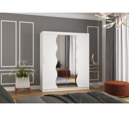 Šatní skriňa s posuvnými dverami a zrkadlom KANSAS 180 Biela+Biela