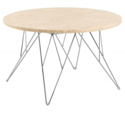 Konferenčný stolík Prunus 80 cm travertín/ chróm