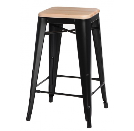 Barová stolička Paris Wood 75 cm čierna borovica prírodná