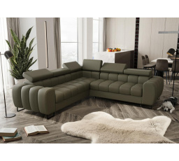 Rohová sedacia súprava ASPEN MAX 260x260 cm prírodná koža - pravá, Olivová koža