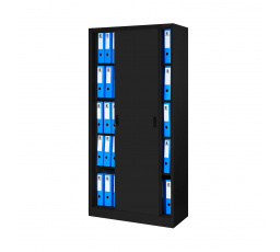 Kovová kancelárska skriňa s posuvnými dverami KUBA, 900 x 1850 x 400 mm, čierna