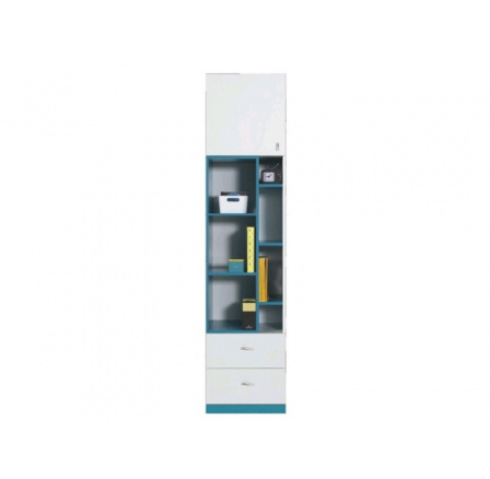 Polička MOBI - MO6, Biela Lux / Tyrkysová