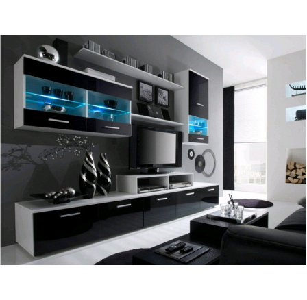 Obývacia stena LOGO II - bielo-čierna NIGHT