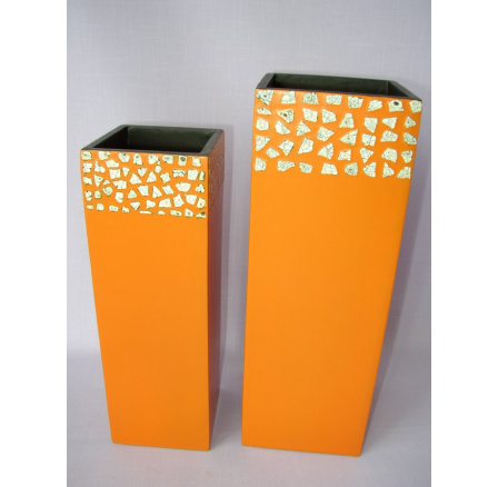 Bambusová váza oranžová mozaika