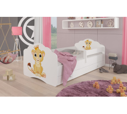 Posteľ s matracom, zábranou a šuplíkom CASIMO LION 160x80 Biela