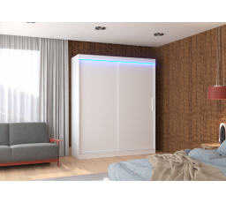 Posuvná skriňa s LED osvetlením LINCOLN 180 Biela+Biela
