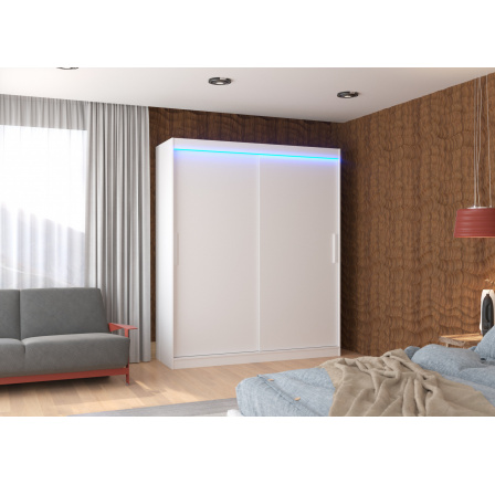 Posuvná skriňa s LED osvetlením LINCOLN 180 Biela+Biela