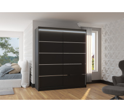 Posuvná skriňa s LED osvetlením SPECTRA 180 Čierna+Čierna