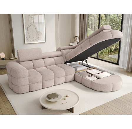 Carmenn corner sofa with sleeping function, storage compartment and adjustable headrests, light brown bouclé, right-hand side Xillar 20 205x126 Right 1 Carmenn corner sofa with sleeping function, storage compartment and adjustable headrests, light brown bouclé, right-hand side Xillar 20 205x126 Right 1