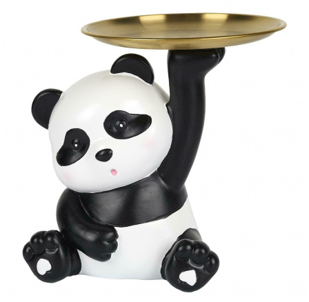 Dekoratívna figúrka organizér Panda so zlatým podnosom