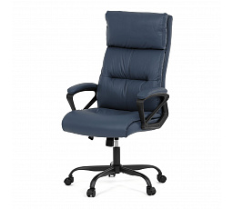 Kancelárska stolička, tmavomodrá ekokoža, vreckové pružiny, kovový kríž, kolieska na tvrdú podlahu