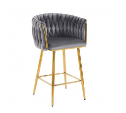 Barová stolička velvet šedá zlatý rám H7-FXJG G