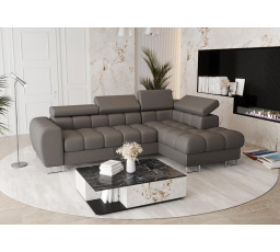 Rohová sedacia súprava ASPEN MINI prírodná koža 260x170 cm - sivá koža, pravá