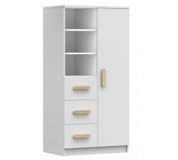 Regál 80 3S1D SMYK I - 05, Biela Mat/Sonoma