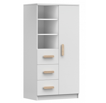 Regál 80 3S1D SMYK I - 05, Biela Mat/Sonoma