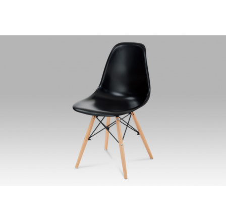 Jedálenská stolička, čierny plast / masívny buk