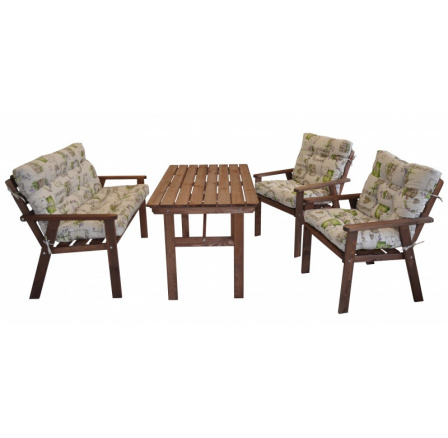 Záhradná súprava Nordic brown - fialové vankúšiky