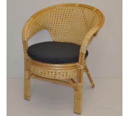 Ratanové kreslo Kina medový vankúš tmavosivé odlesky