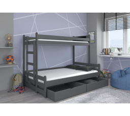 Poschodová posteľ s matracom BENITO 200x90 Graphite