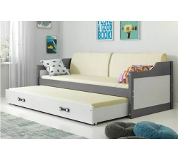 Dvojposteľ David Grafit, doplnky biele, zásuvka biela 80 X 190