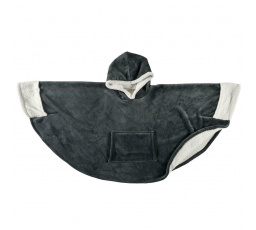 Sivá pončo deka s kapucňou a vreckom