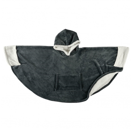 Sivá pončo deka s kapucňou a vreckom