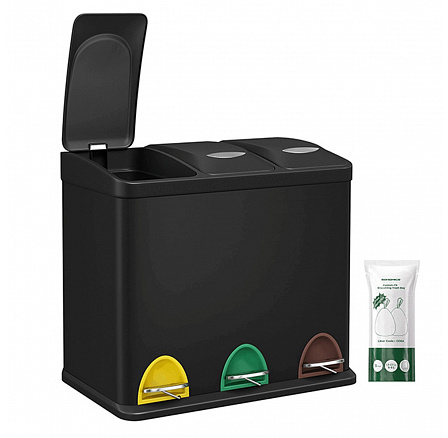 Koš na tříděný odpad, plast, černá, AUK-E1124 BK