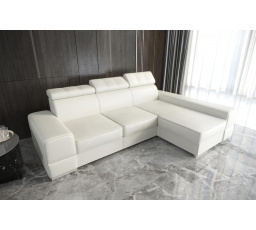 Rohová sedacia súprava ROYAL 295×185 - biela eko koža, pravá