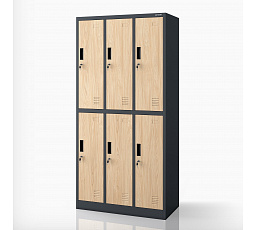 Sociálna šatníková skriňa BHPX antracitová / dub sonoma 6-dverová: Eco Design IGORT, 900 x 1850 x 450 mm