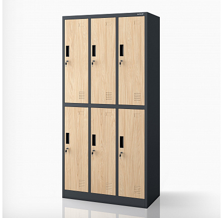 Sociálna šatníková skriňa BHPX antracitová / dub sonoma 6-dverová: Eco Design IGORT, 900 x 1850 x 450 mm Sociálna šatníková skriňa BHPX antracitová / dub sonoma 6-dverová: Eco Design IGORT, 900 x 1850 x 450 mm