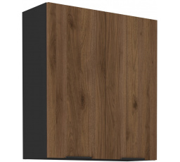 Horná skrinka MONZA - 80 G-90 2F, Čierna mat/Orech