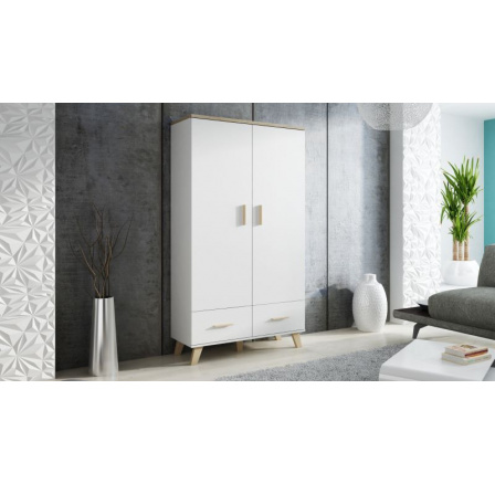 Šatní skriňa LOTTA, 2D2S Biela/ Dub sonoma Šatní skriňa LOTTA, 2D2S Biela/ Dub sonoma