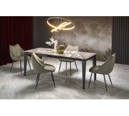 Jedálenský stôl FELIX, efekt popolavého mramoru/čierna