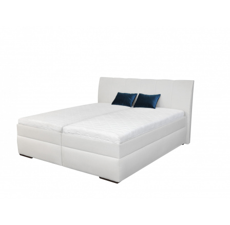 LEONA 2 (LIPARI 2) manželská posteľ 180x200, výklopný bočný rošt, bez matraca, látka M01 white eco, strieborná kolekcia nôh "FN" (K250-Z)
